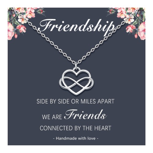 Friendship Necklace Gifts for Women Cute Silver Infinity Heart Best Friend Necklace Jewelry Birthday Christmas Gifts for Women Teen Girls Bestie Bridesmaid Sister