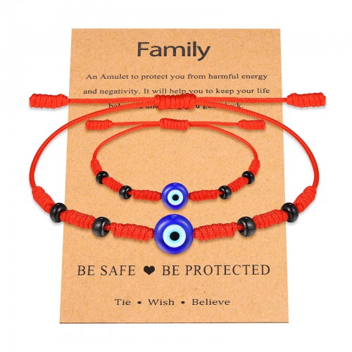 Evil Eye Bracelet for Boys Girls Women Men Mal De Ojo Red String Kabbalah Protection Nazar Amulet Bracelets Set for Family Mom Mommy and Me