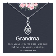 Grandma Necklace, Grandma Gifts, Birthday Gifts for Grandma Nana Grandmother Women Silver Infinity Heart Necklace Jewelry