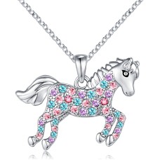 Horse Gifts for Girls Women Sparkly Rainbow Horse Pendant Necklace Jewelry Christmas Birthday Gifts for Little Teen Girls Women Horse Lover Daughter Granddaughter Niece…