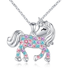 Unicorn Necklace for Girls Women Sparkly Crystal Rainbow Unicorn Pendant Necklaces Jewelry Birthday Christmas Unicorns Gifts for Teens Girls Women Unicorn Lover Daughter Granddaughter Niece