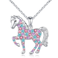 Horse Necklace for Girls Women Sparkly Horse Pendant Necklace Jewelry Christmas Birthday Gifts for Little Teen Girls Daughter Horse Lover Granddaughter Niece Women