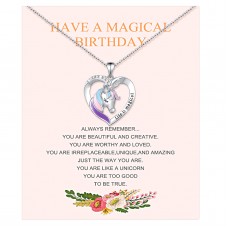 Unicorn Birthday Necklace for Little Girls Magical Message Card Unicorn Necklace Birthday Gift for Daughter Granddaughter