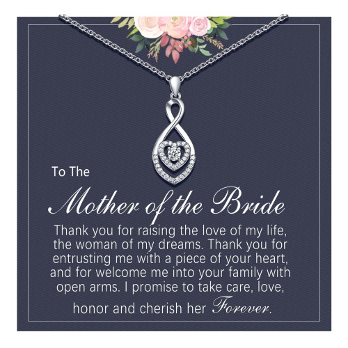 Mother of The Bride Gifts, Mother in Law Gifts from Son in Law, Silver Infinity Heart Necklace Jewelry Wedding Birthday Gifts for Mother of The Bride from Groom