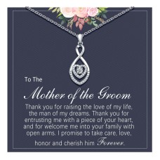 Mother of The Groom Gifts, Mother in Law Gifts from Daughter in Law, Silver Infinity Heart Necklace Jewelry Wedding Birthday Gifts for Mother of The Groom from Bride