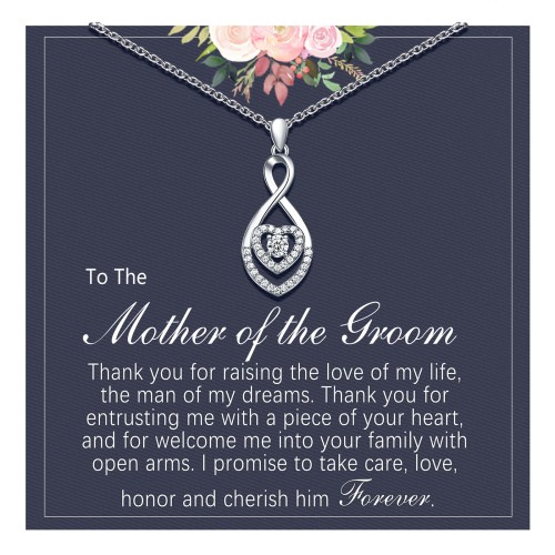 Mother of The Groom Gifts, Mother in Law Gifts from Daughter in Law, Silver Infinity Heart Necklace Jewelry Wedding Birthday Gifts for Mother of The Groom from Bride