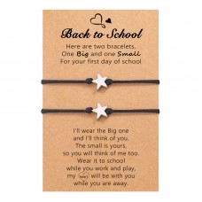 Back to School Bracelet Mommy and Me Matching Black Mother Mom Daughter Star Bracelets First Day of School Bracelets Gifts for Mom Daughter Son Girls Boys Granddaughter Niece