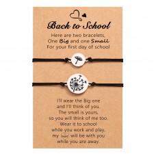 Back to School Bracelet Mommy and Me Mother Daughter Bracelets First Day of School Bracelets Mom daughter Dandelion Wish Bracelets Jewelry Gifts for Mom Daughter Girls Granddaughter Niece