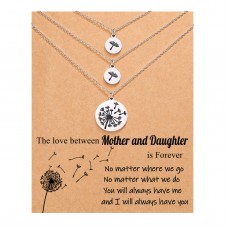 Mother Daughter Necklace Set for 3 Silver Matching Mom Mommy and Daughter Dandelion Charms Necklace Jewelry Back To School Gift for Mother Mom Daughter Women Girls…