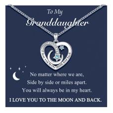 Sincere Granddaughter Necklace Granddaughter Gifts from Grandma Grandmother I Love You to The Moon and Back Heart Pendant Necklace Birthday Graduation Gifts for Granddaughter Teens Girls Jewelry