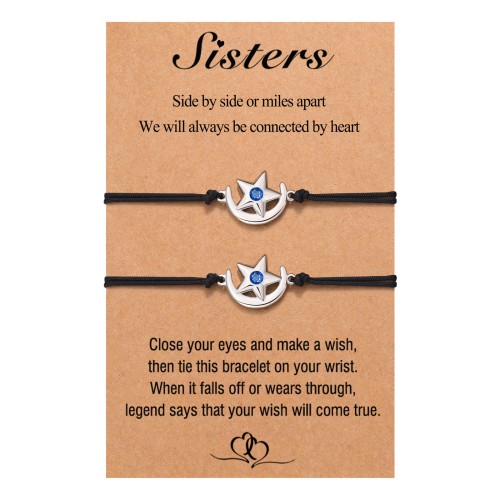 Sisters Gifts from Sister, Matching Moon and Star Big Little Sister Bracelet for Women Girls Best Friend Friendship Distance Bracelet Jewelry Christmas Gifts for Sister Best Friend Bestie