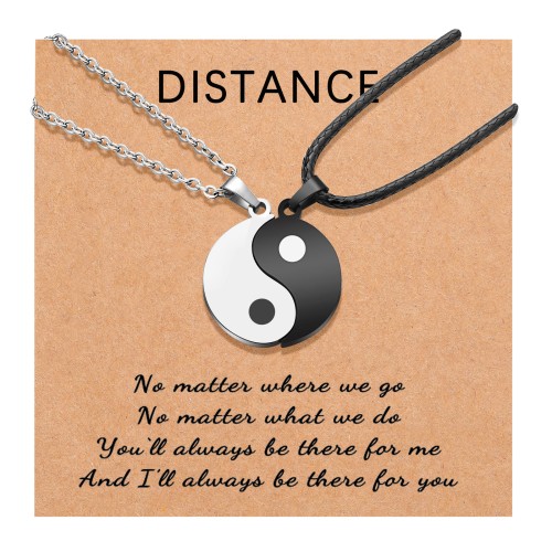 Yin Yang Necklace for Couples Boyfriend Girlfriend His Hers Necklace Jewelry Christmas Gifts for Women Men Boys Girls Him Her Husband Best Friend